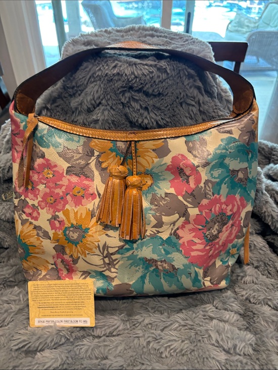 Patricia Nash Handbags - Patricia Nash Floral Multicolor Shoulder Bag with Tan Leather Trim